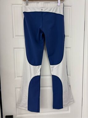 lululemon athletica Blue and White vintage groove jersey mesh flare pants